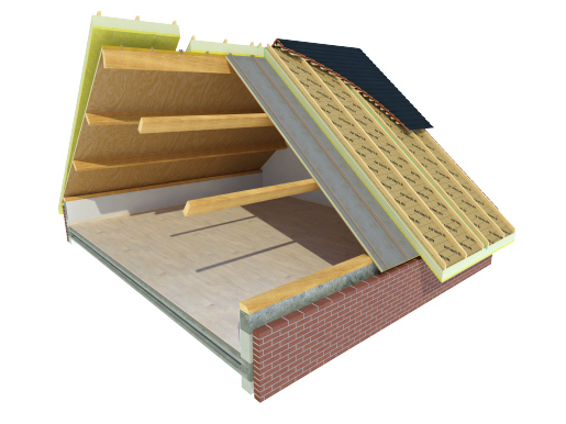 Element op maat voor na-isolatie van dakbeschot met tengellatten en overstek
