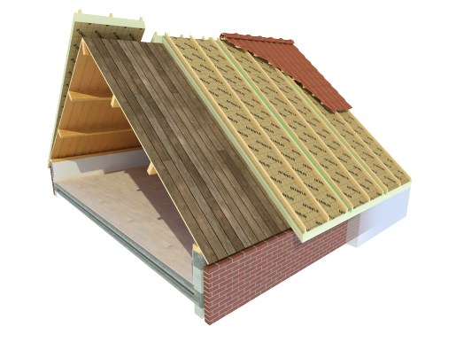 Element op maat voor na-isolatie van dakbeschot met overstek